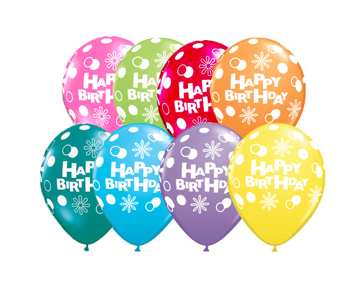 Happy Birthday Dots and Circle Helium Latex Balloon Singapore